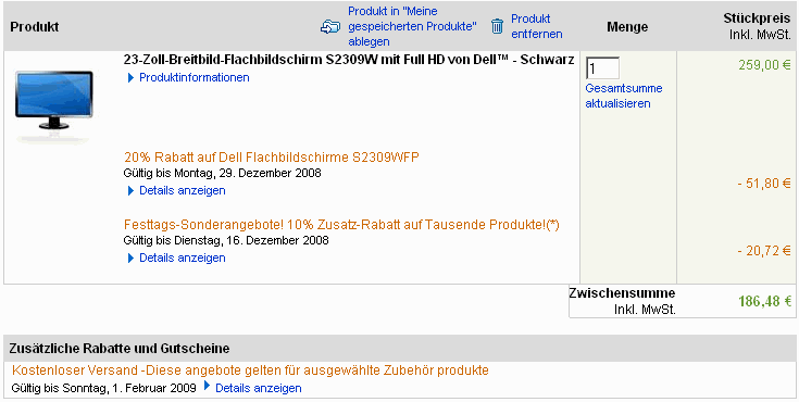 Dell S2309W SchnÃ¤ppchen